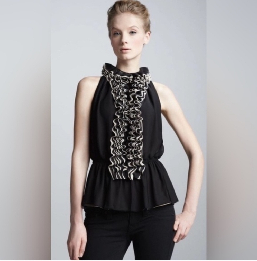 Robert Rodriguez for NeimanMarcus + Target Black & Beige Sleeveless Peplum Large - Picture 2 of 16